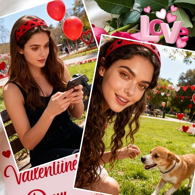 Valentines Headband New u Shape Fashion Tooth Hair Comb Headbands Hollow Heart Headband Vintage High Cranium Hairband with Teeth Head Bands for Women Holiday Party Head Wear Accessories Gift 1pcs