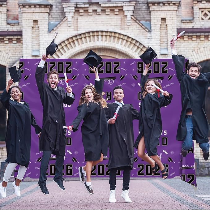 OHOME Graduation Decorations Class of 2026 - Graduation Party Decorations 2026 - Disposable Plastic Purple Tablecloth Banner for Class of 2026 Decorations Party Favors Supplies,54" X 108",2 Pack