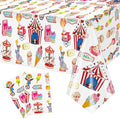2 Pack Circus Carnival Theme Tablecloth 54 x 108 Inch Disposable Plastic Waterproof Table Cloths Circus Theme Party Decorations Tablecover for Carnival Night Movie Happy Birthday Party Supply