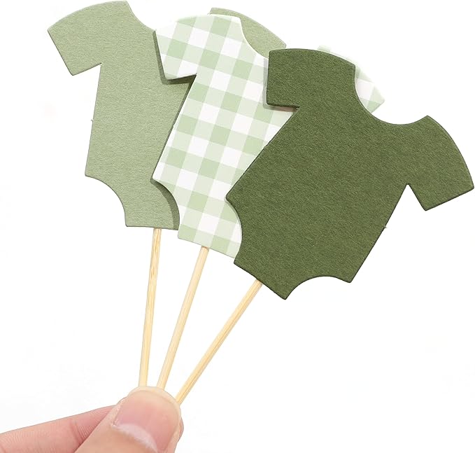 Green Bodysuit Cake Topper - Green Gingham Cake Topper,Baby Shower Decoration,Girl Boy/Gorl Baby Shower (green)