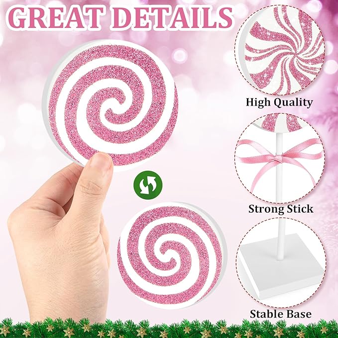 3 Pieces Christmas Table Decorations Wood Candy Set, Pink Christmas Tiered Tray Decor,Rustic Candy Table Decorations for Home Tables (Pink)