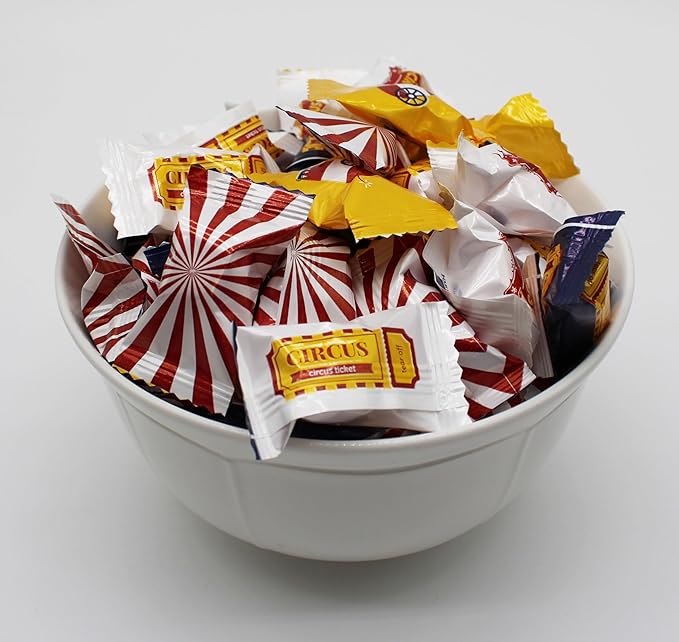 Circus Themed Peppermints 100 Count Individually Wrapped - Bulk Mints For Birthday Party Giveaways & Candy Goodie Bags-Carnival Fun Mints For Adults or Kids