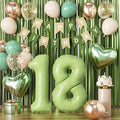 Sage Green 18th Birthday Decorations, Adulting Party Supplies for Girls, Sand White & Cream Balloon Kit with Green Number 18 Balloon and Fringe Curtains