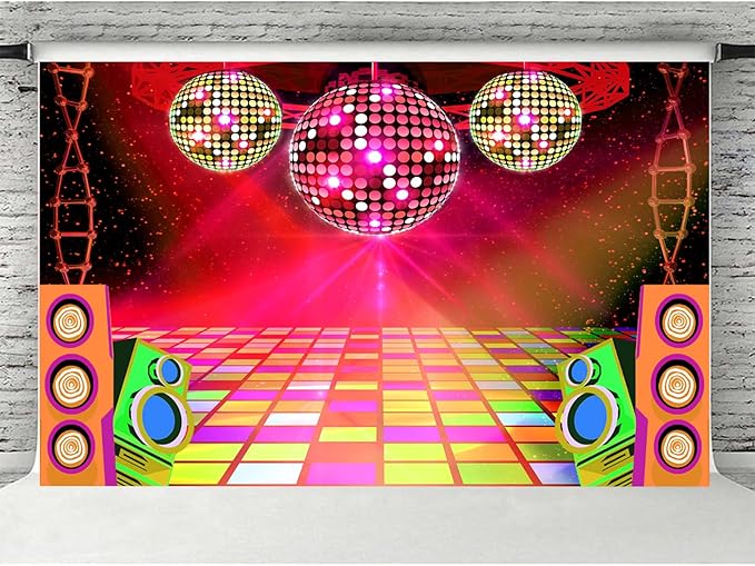 12X10 ft Dance Party Backdrop Retro 70s 80s 90s Theme Glitter Stage Dance Ball Background Disco Party Decoration DJ Backdrop Banner for Birthday Party Prom Portrait Photo Shoot Polyester, Blue010