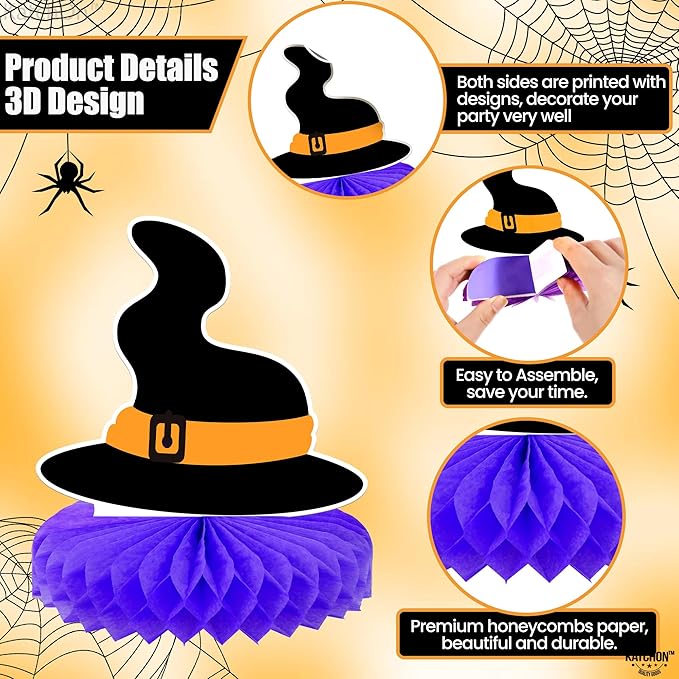 KatchOn, Halloween Centerpieces for Tables - Pack of 9 | Orange and Black Halloween Table Centerpiece for Halloween Party Decorations | Pumpkin Halloween Centerpiece for Halloween Decorations Indoor