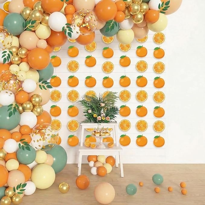 8 Pcs Orange Party Decorations Citrus Slice Birthday Hanging Garlands Banner Tangerine Paper Cutouts Streamer for Little Cutie Orange Baby Shower Wall Ceiling Spritz Decor Supplies