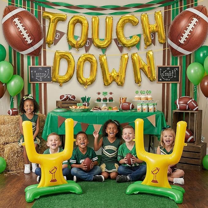 Football Party Decorations & with Football Goalpost Touch Down Letter Banner Foil Balloons for Kids Adults Sports Theme Birthday Major Game Day Tailgating Supplies Season Celebration Supplies