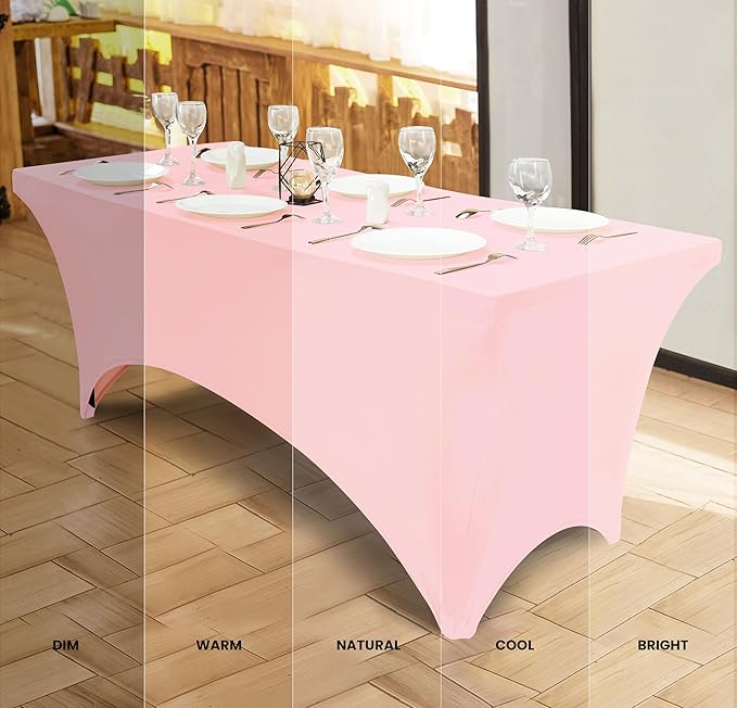 Utopia Kitchen Spandex Tablecloth 2 Pack [6FT, Pink] Tight, Fitted, Washable and Wrinkle Resistant Stretch Table Cloth Rectangle Cover for Trade Show, Weddings & Parties [72Lx30Wx30H Inch]