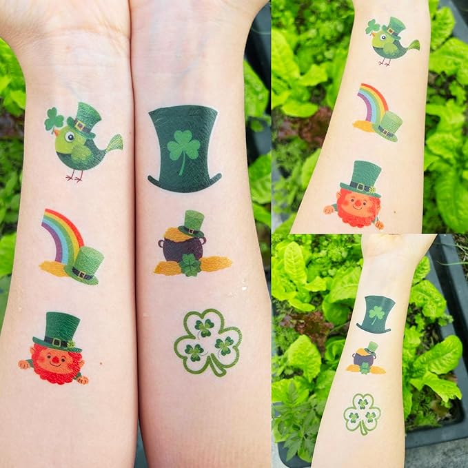 St Patricks Temporary Tattoos St Patricks Day Decorations St Patricks Party Favors Supplies Saint Patricks Day Face Stickers Gifts St Patricks Accessories Irish St Paddys Days 4 Sheets - 50Pcs