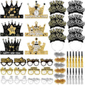 42 Pcs New Years Eve Party Supplies 2026, Includes Happy New Year Hats Paper Crowns,Headband Tiara,Paper Glasses,Wreath,Noise Makers for Happy New Year's Party Decorations 2026