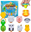 IPIDIPI TOYS Spineez Animal Light Up Spinning Tops – 8 Cute LED Spinners Toys, Easter Basket Stuffers for Kids, Birthday Party Favors, Goodie Bag Stuffers, School Prizes for Boys & Girls