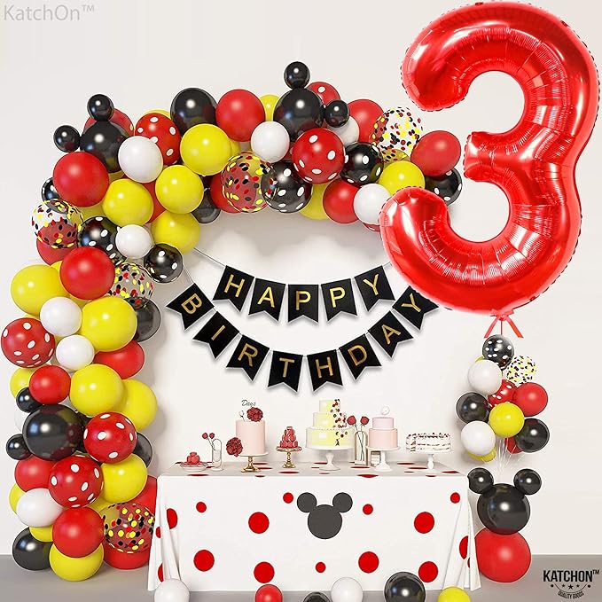 KatchOn, Giant Red Number 3 Balloon - 40 Inch | Red Foil Number 3 Balloon For 3rd Happy Birthday Decorations | Number Three Balloon For Anniversary Decorations | Birthday Party Decoration