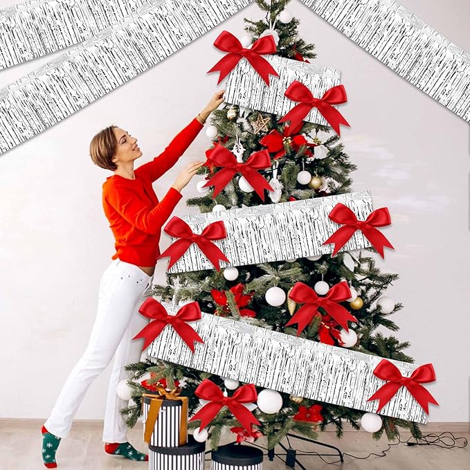3 Pack 10 Ft Silver Foil Fringe Garland Metallic Streamers Tinsel Banner Wall Hanging Garland Backdrop for Parade Floats, Halloween, Christmas, Thanksgiving, New Year Party Decorations