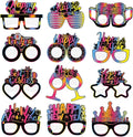 12PCS New Year Glasses, Funny New Years Eve Party Paper Glasses Photo Booth Props 2026 Eyeglasses Frames for NYE Party Supplies Decorations 2026