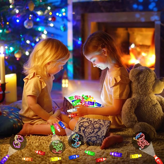 24PCS Party Favors LED Finger Lights, Glow in the Dark Light Up Toys Gifts Bulk for Kids Boy Girl Birthday Goodie Bags Stuffers Party Decorations Back to School Party Classroom Prizes (dinosaur)