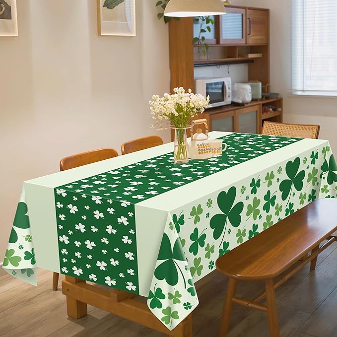 OHOME 2 Pack St Patricks Day Decorations - St Patrick's Day Tablecloth | St Patricks Day Accessories - St Patty's Day Accessories | Shamrock Decorations - St. Patrick's Day Decor Party Favors