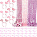 Kanayu 108 Pcs Valentines Day Accessories 36 Valentines Heart Headbands 36 Heart Shaped Sunglasses 36 Bead Necklaces for Valentine Party Favors Supplies Bachelorette Decorations(Pink)
