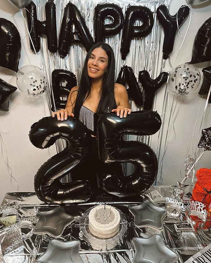 5 Number Balloon 40 Inch, Black Party Supplies, 5th Birthday Balloons Decorations