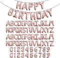 [85 PCS] 16" Rose Gold Letter Number Balloons, Happy Birthday & 2 Sets of A-Z 0-9, Foil Mylar Aluminum Hanging Alphabet for Graduation New Year eve Birthday Party Decorations