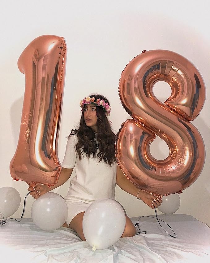 40 Inch Rose Gold Number 5 Balloon, Giant 5 Number Balloons for 5th Birthday Decorations, Party Supplies for Baby Boy Girl, Rose Gold Party Decor