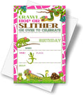 4" x 6" Reptile Theme Birthday Party Invitation Cards With Envelopes - Lizard Snake Turtle - Fill In Style Party Invitation - 20 Sets - E26