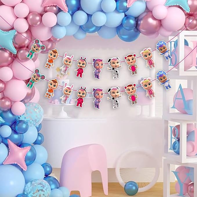 CRI Babes Garland Decoration - Banner for Birthday Party, Cartoon Theme Hanging Party Decoration for Home, Event, Dessert Table Backdrop and Celebration Wall Décor Supplies