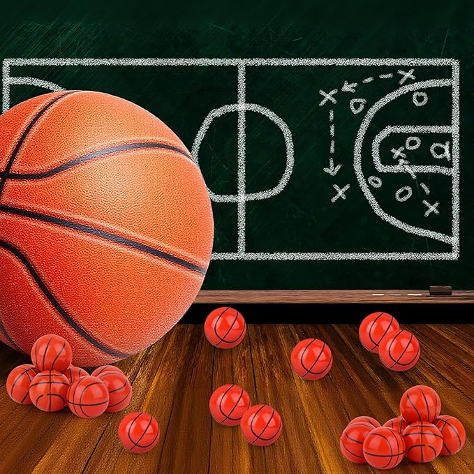 24 Pcs Basketball Bouncy Balls for Kids, 32mm Rubber Bounce Sport Balls Bulk for Party Favors, Goodie Bag Fillers, Easter Gift Bag Stuffers, Basket Stuffers, Classroom Prizes, Carnival Party Supplies