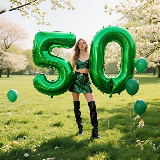 40 Inch Balloon Number 0 Green, Large Foil Green Number Balloons 0 for Girls Women, Digital 0 Helium Balloons for Baby Girls 12 20 21st Birthday Graduation Princess Party Decorations