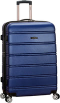 Rockland Melbourne Hardside Expandable Spinner Wheel Luggage, Checked Large 28", Blue