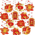 KYMY 2026 Chinese New Year Hanging Swirls Decorations Kit, 24pcs Spring Festival Lunar New Year Streamers & Cutouts for Zodiac Horse Oriental Asian New Year Home Office Party Supplies