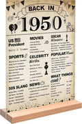 DARUNAXY 76th Birthday Party Decorations, Vintage Back in 1950 Poster Acrylic Sign with Stand 76 Year Old Party Supplies for Men& Women Vintage 1950 Table Decor 76th Anniversary Class Reunion Gifts
