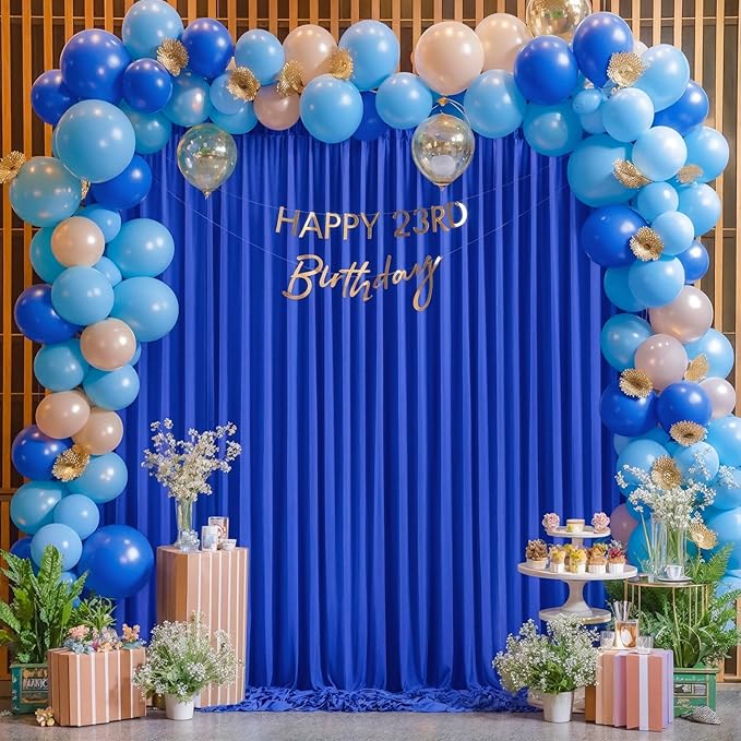 40x10FT Royal Blue Backdrop Curtains for Wedding Parties, Wrinkle Free Polyester Photography Backdrop Drapes for Baby Shower Birthday Parties Stage Background Stand Decorations 4x10ft,10 Panels