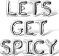 Letter Balloons - LETS GET SPICY 16" Inch Alphabet Letters Foil Mylar Balloon Bachelorette Party Banner (Silver)
