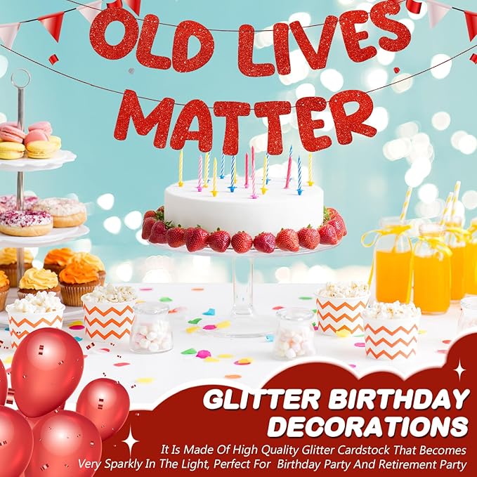 Fulmoon Pre Strung Banner 6.56 ft Funny Birthday Retirement Party Decorations 80th 70th 60th 50th Retirement Party Garland Bunting Decorations for Men Women(Deep Red)