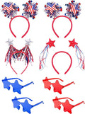 VEKDA 8 Pcs Patriotic Party Accessories, 4th of July Headband and Star Glasses for Independence Day and Memorial Day Veterans Day Supplies