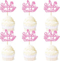 Ercadio 24Pcs Happy Easter Cupcake Toppers Glitter Pink Happy Easter Bunny Ears Cupcake Picks for Easter Day Theme Baby Shower Easter Birthday Party Cupcake Decorations