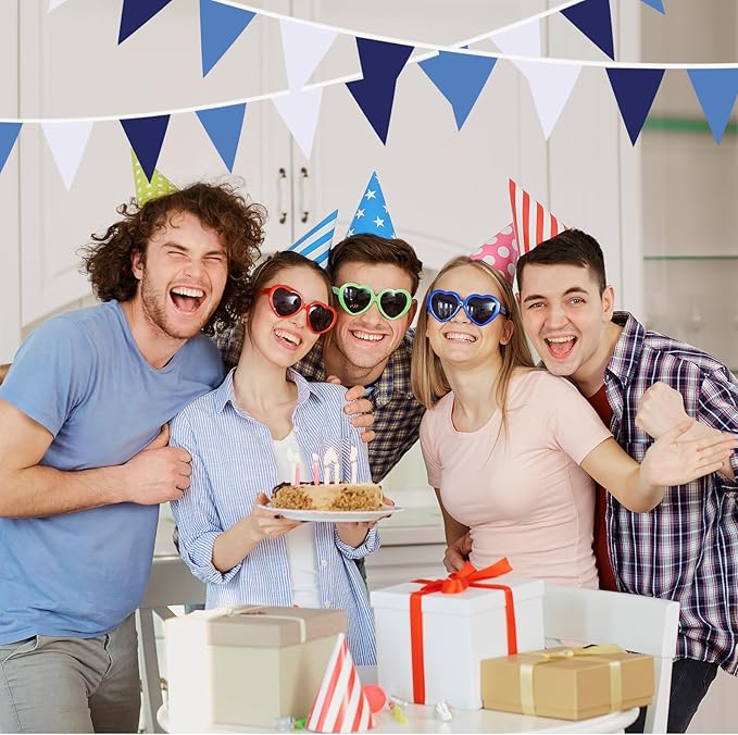 SAPPHIRESKY Blue Pennant Banner Triangle Flag Bunting Garland, Wedding Birthday Baby Shower Graduation Decoration