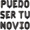 2 Set 30Pcs Black PUEDO SER TU NOVIO Letter Balloons 16in Balloon Foil Letter Decorations Party Decor Black Letter Balloons PUEDO SER TU NOVIO Party Supplies