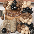 Black and Brown Balloon Garland Arch Kit, 105 PCS Black Brown and Nude Beige Balloon Different Size for Western Farm First Rodeo Wild West Cowboy Baby Shower Birthday Party Decorations
