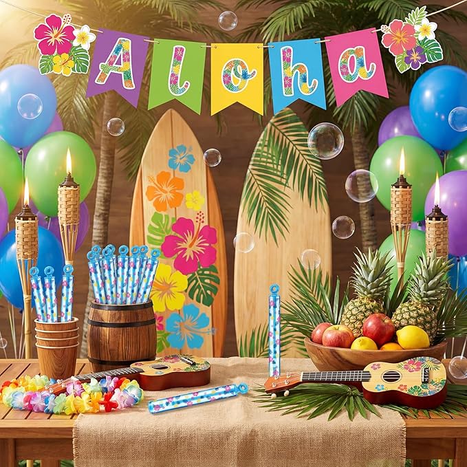 32 Pcs Hawaiian Bubble Wands Funny Bubble Wands for Adult Tropical Party Favors Summer Gift Toys Birthday Party Goodie Bag Stuffers Gifts Wedding Supplies