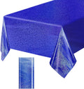 1 Pack Blue Iridescent Plastic Tablecloth Disposable 54 × 108 Inch Glitter Holographic Foil Table Cloth Plastic Laser Rectangle Table Cover for Birthday Wedding Disco Party