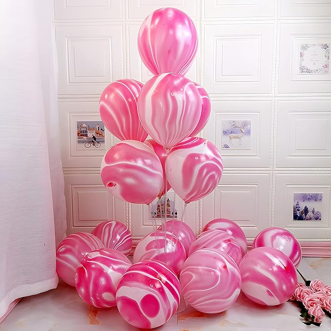 Red Tie Dye Balloons 30PCS 12 Inch Agate Marble Latex Swirl Balloons For Tie Dye Birthday Party Supplies,Candyland,Bachelorette,Fun Hippie Party Decorations
