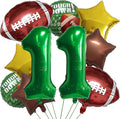 Football Balloons Foil Football Birthday Decorations Balloons Green Number 11 Balloon Gold Brown Star Touchdown Ballons for Rugby Birthday Decorations Sports Ballons Arch Kits Party Balloon Sets 10pcs