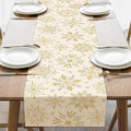 Winter Gold Snowflake Dining Table Runner, Golden Snow Glitter Burlap Kitchen Decoration, Christmas Seasonal Indoor Outdoor Home Decor Party Supply 13 x 72 Inches