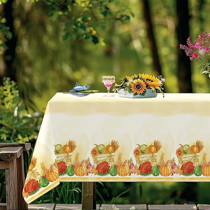 Childom 2 Pack Thanksgiving Tablecloths,Thanksgiving Decorations 54x108 Inch Plastic Table Cloth Rectangle Table,Disposable Tablecloths for Home,Picnic,Birthday,Outdoor,Friendsgiving Party Decorations