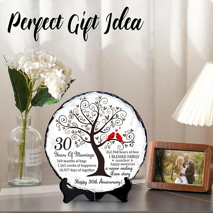 Pearl Couple Slate Plate – 30th Anniversary Wedding Gifts for Parents & Couples – Unique 30th Wedding Gift Ideas – 30 Years of Marriage Decoration, Plaque, Keepsake (Pearl Anniversary)