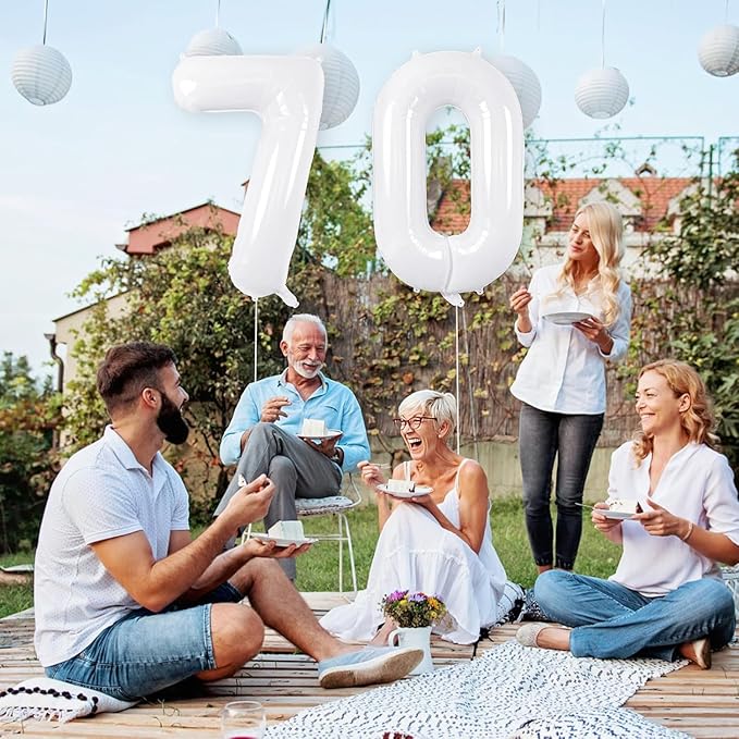White Number Balloons 40 Inch Helium Mylar Number 7 Balloon for Birthday Party Anniversary Decoration (White, 7)