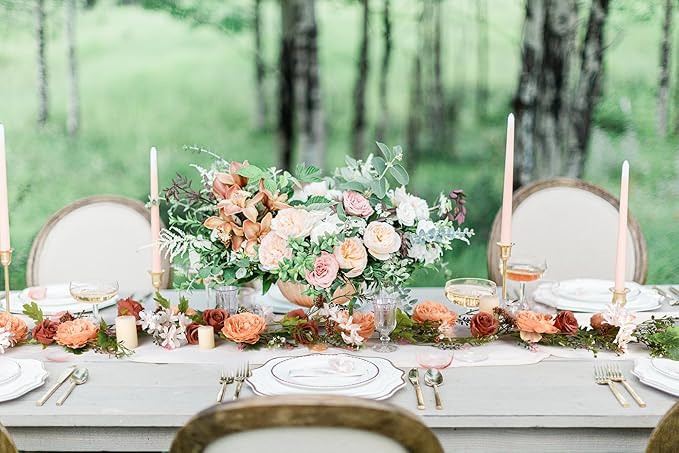 Lvydec 2 Pack Artificial Peony Flower Garland - 6ft Silk Peony Orange Flower Garland Arch Flower Vine for Wedding Party Table Decoration(Orange)