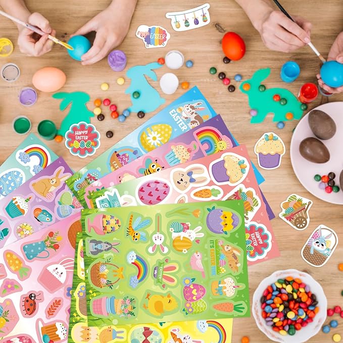378 PCS Easter Stickers for Kids, Spring Stickers Assorted Easter Basket Stuffers,Teacher School Classroom Party Favors Supplies for Kids