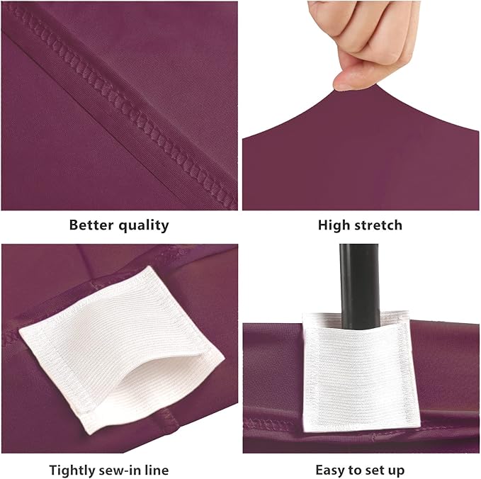 4ft Table Cover Fitted, Burgundy Spandex Table Covers, Washable and Wrinkle Resistant Stretch Tablecloths Rectangle for Events, Wedding, Banquets, Parties